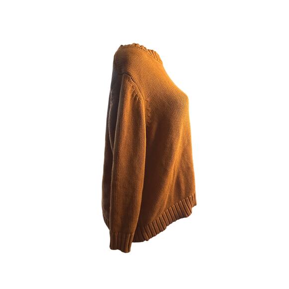 Women XL Shiny By Nature Rust Brown Sweater Pullover Heavy Knit Crewneck - Picture 5 of 6